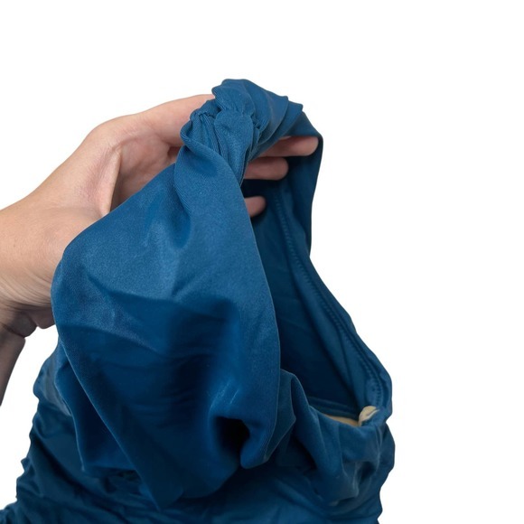 J.Crew Ruched‎ Twisted One Shoulder Bathing Suit Blue Size 2 - Picture 4 of 8